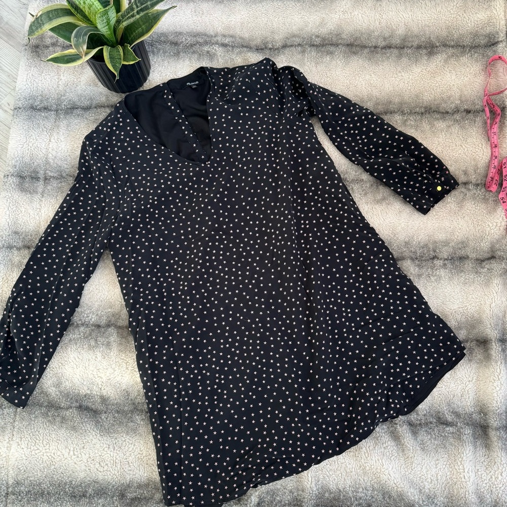 Madewell Silk Button-back Dress In Star Scatter